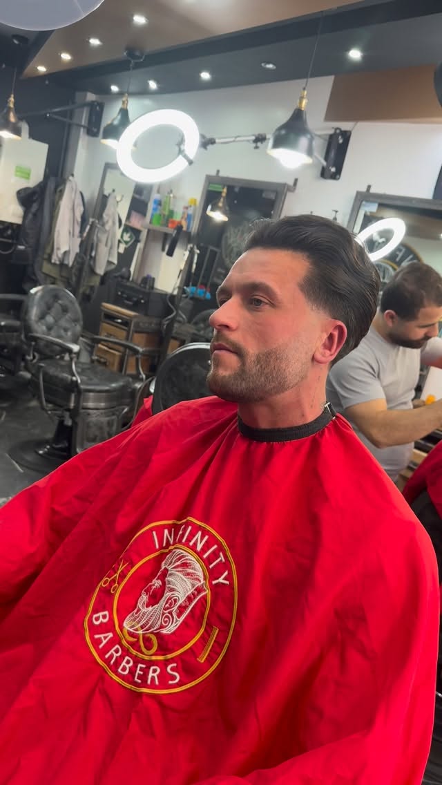 A finished quiff and skin fade at Infinity Barbers